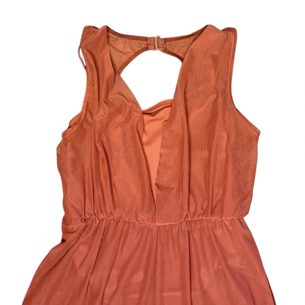 Balera Cowl Drape Power Mesh Jumpsuit Copper LC Contemporary Costume